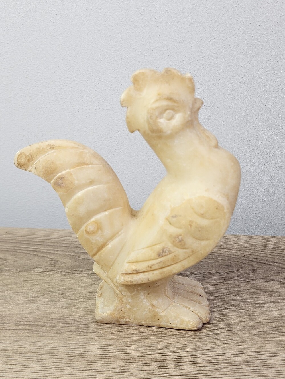 Vintage Hand Carved Stone Rooster Chicken Figurine Sculpture 4.75"